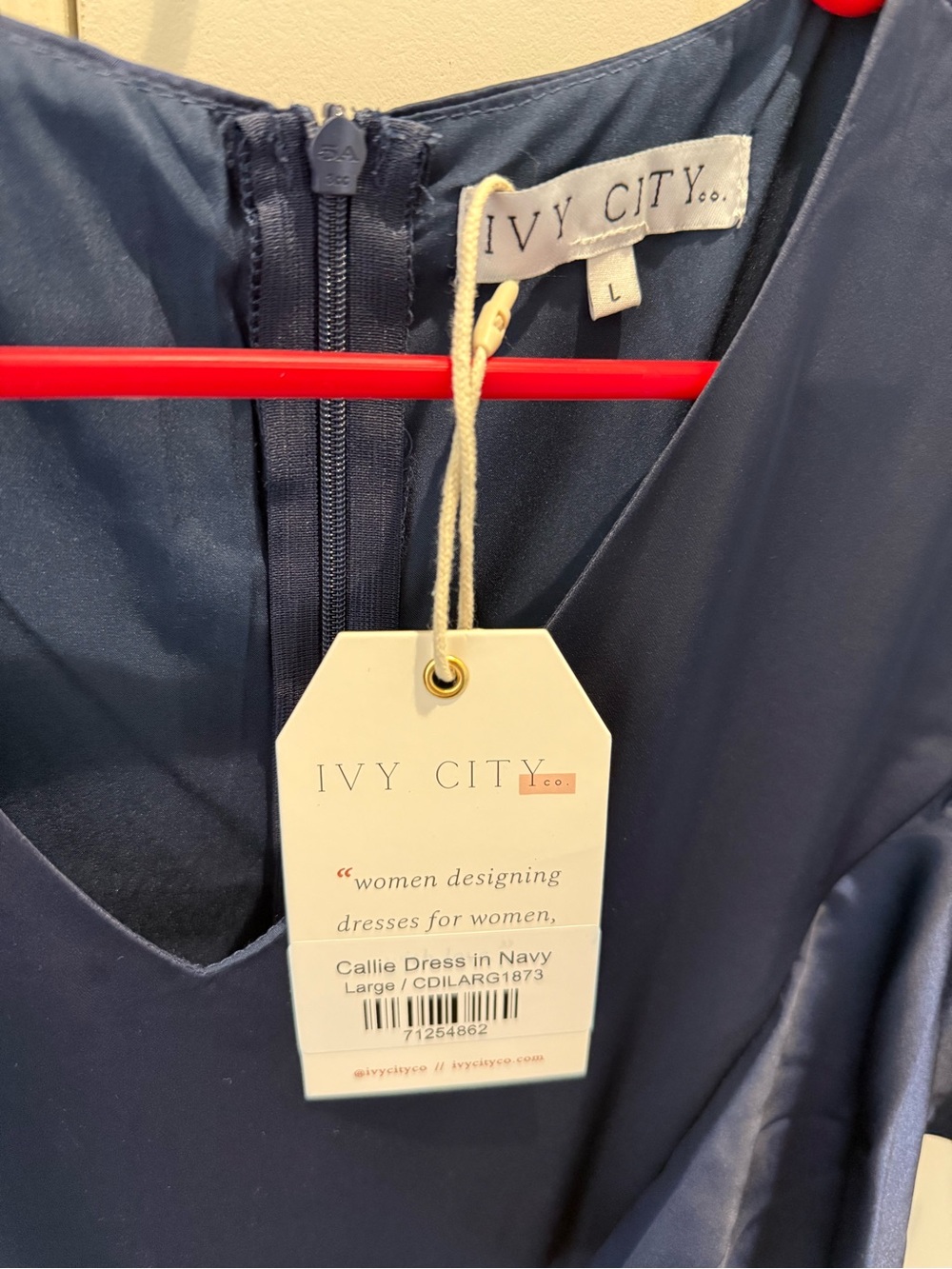 Ivy City Dress “Callie” Size Large in Navy / NEW WITH TAGS- Ruffle Sleeve Dress - Picture 3 of 4